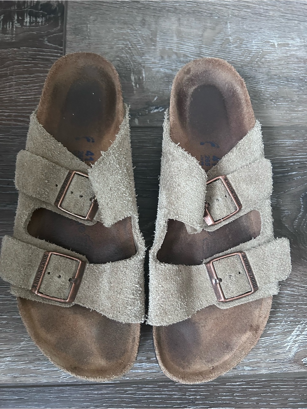 Birkenstock Arizona Soft Bed Double Buckle Slide Sandals Tan Size 10/41